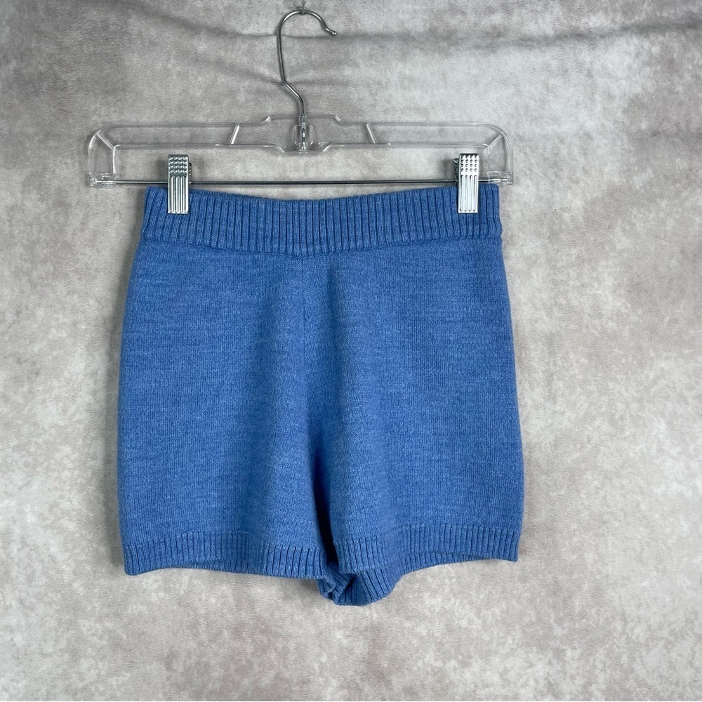 Peachy Den Merino Wool Blend Knit Pull On Shorts In Blue Women's Size S